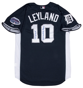 2008 Jim Leyland Game Used, Signed & Inscribed American League All-Star Navy Blue BP Jersey (Beckett)